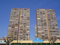 View of the large modern Gemelos 2 in the New Town of Benidorm